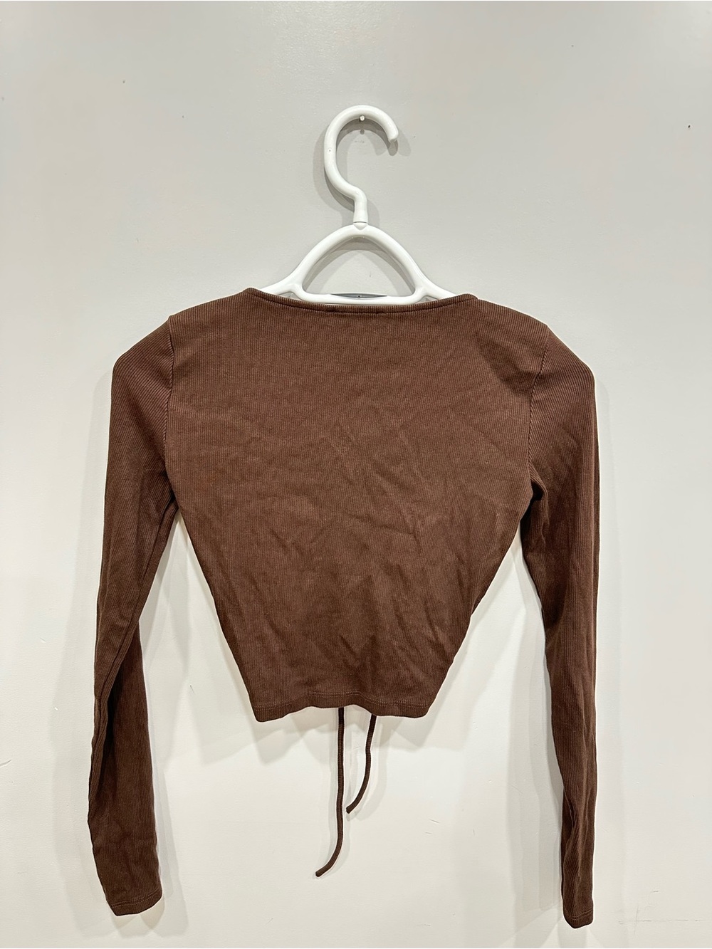 Zara Brown Ruched Drawstring Long-Sleeve Top - Picture 3 of 3